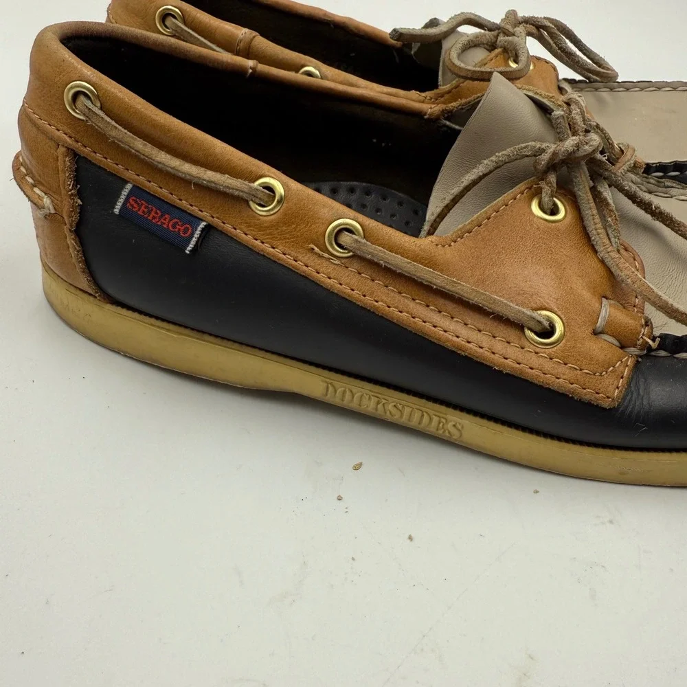 Sebago Docksides‎ Mens Leather Boat Shoes Classic Nautical Brown Black Sz 7.5W